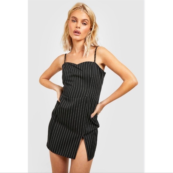PRINCESS POLLY Pinstripe Mini Dress - Picture 1 of 4